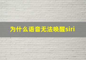 为什么语音无法唤醒siri