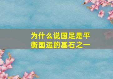 为什么说国足是平衡国运的基石之一