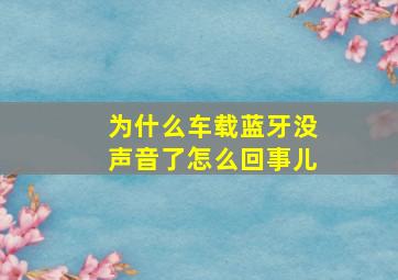 为什么车载蓝牙没声音了怎么回事儿