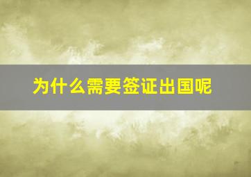 为什么需要签证出国呢