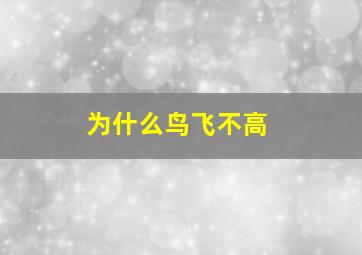 为什么鸟飞不高