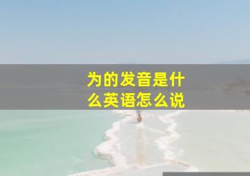 为的发音是什么英语怎么说