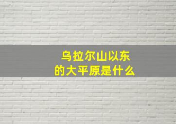 乌拉尔山以东的大平原是什么