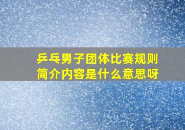 乒乓男子团体比赛规则简介内容是什么意思呀