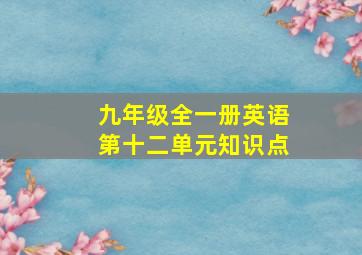 九年级全一册英语第十二单元知识点