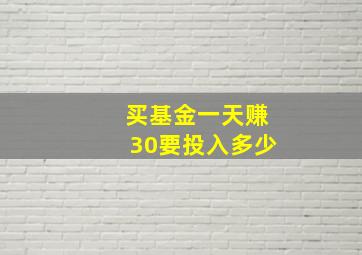 买基金一天赚30要投入多少