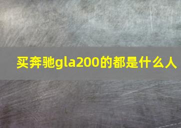 买奔驰gla200的都是什么人