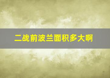 二战前波兰面积多大啊