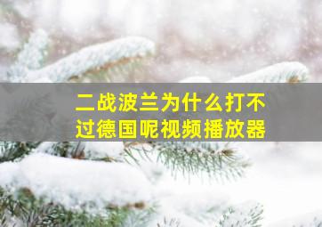 二战波兰为什么打不过德国呢视频播放器