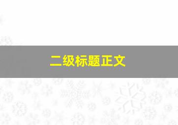 二级标题正文