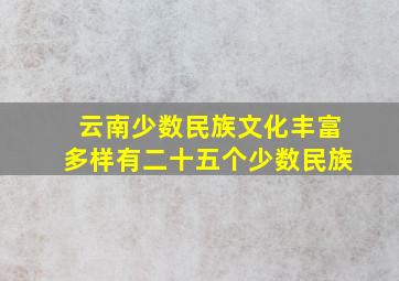 云南少数民族文化丰富多样有二十五个少数民族