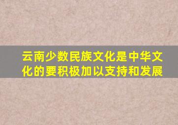 云南少数民族文化是中华文化的要积极加以支持和发展