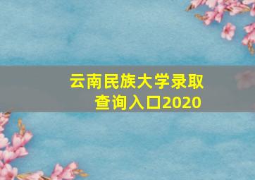 云南民族大学录取查询入口2020