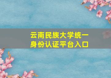 云南民族大学统一身份认证平台入口