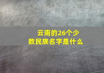 云南的26个少数民族名字是什么