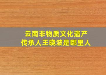 云南非物质文化遗产传承人王晓波是哪里人