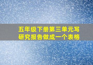 五年级下册第三单元写研究报告做成一个表格