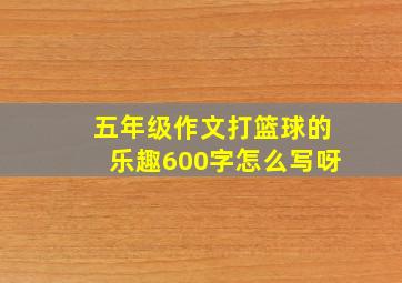 五年级作文打篮球的乐趣600字怎么写呀