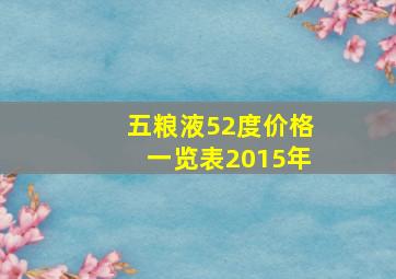 五粮液52度价格一览表2015年