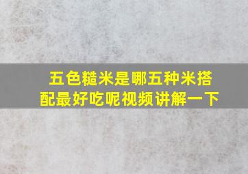 五色糙米是哪五种米搭配最好吃呢视频讲解一下