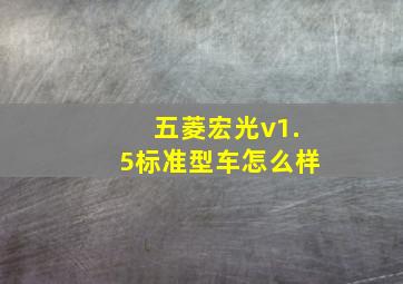 五菱宏光v1.5标准型车怎么样