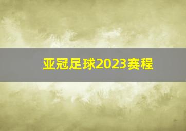 亚冠足球2023赛程