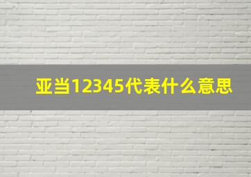 亚当12345代表什么意思