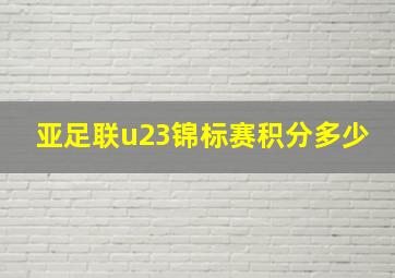 亚足联u23锦标赛积分多少