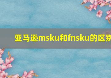 亚马逊msku和fnsku的区别