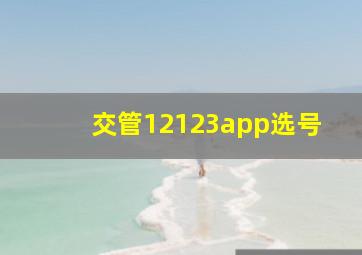 交管12123app选号