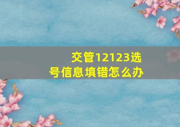 交管12123选号信息填错怎么办