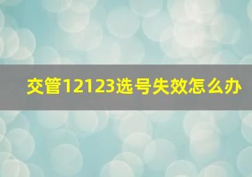 交管12123选号失效怎么办