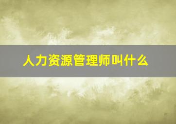 人力资源管理师叫什么