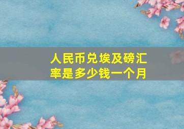 人民币兑埃及磅汇率是多少钱一个月