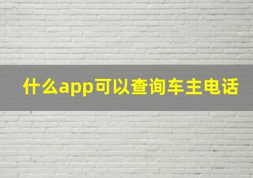 什么app可以查询车主电话