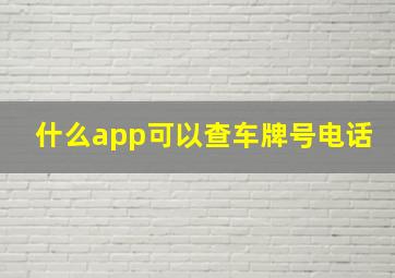 什么app可以查车牌号电话