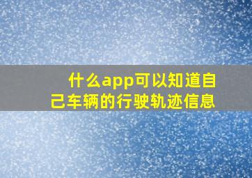 什么app可以知道自己车辆的行驶轨迹信息