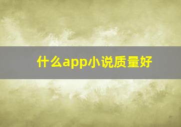 什么app小说质量好