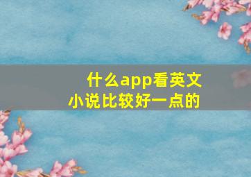 什么app看英文小说比较好一点的