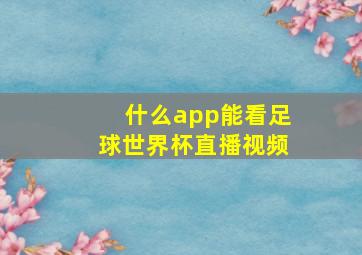 什么app能看足球世界杯直播视频