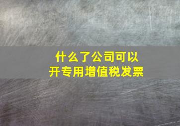 什么了公司可以开专用增值税发票