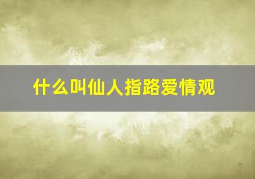 什么叫仙人指路爱情观