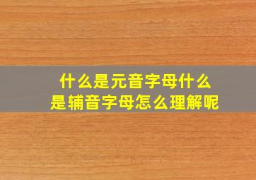 什么是元音字母什么是辅音字母怎么理解呢