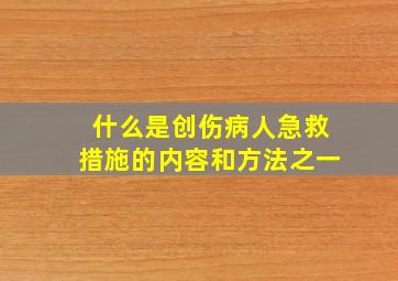 什么是创伤病人急救措施的内容和方法之一