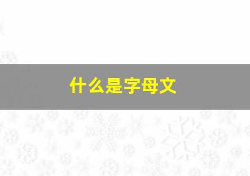 什么是字母文