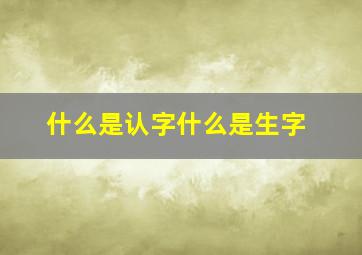 什么是认字什么是生字