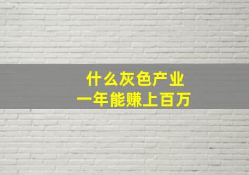 什么灰色产业一年能赚上百万