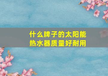 什么牌子的太阳能热水器质量好耐用