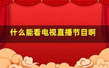 什么能看电视直播节目啊