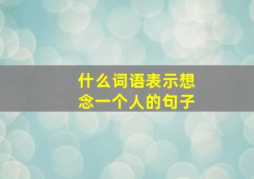 什么词语表示想念一个人的句子